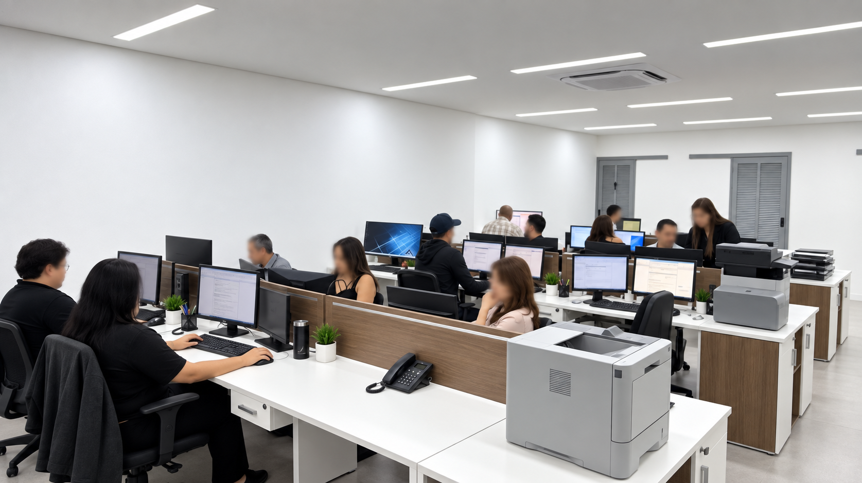 Time de profissionais da Athuarial trabalhando no escritório